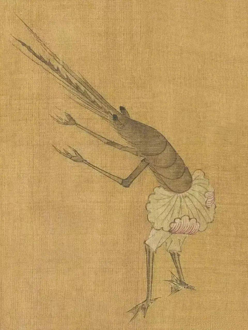 画中这只新潮的虾,出自明代画家仇英的《揭钵图》,作者以其丰富的想象