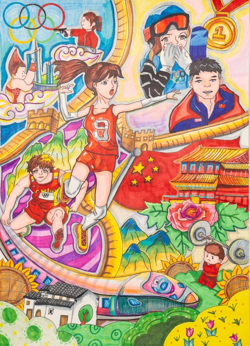 奥运宣传画小学生图片