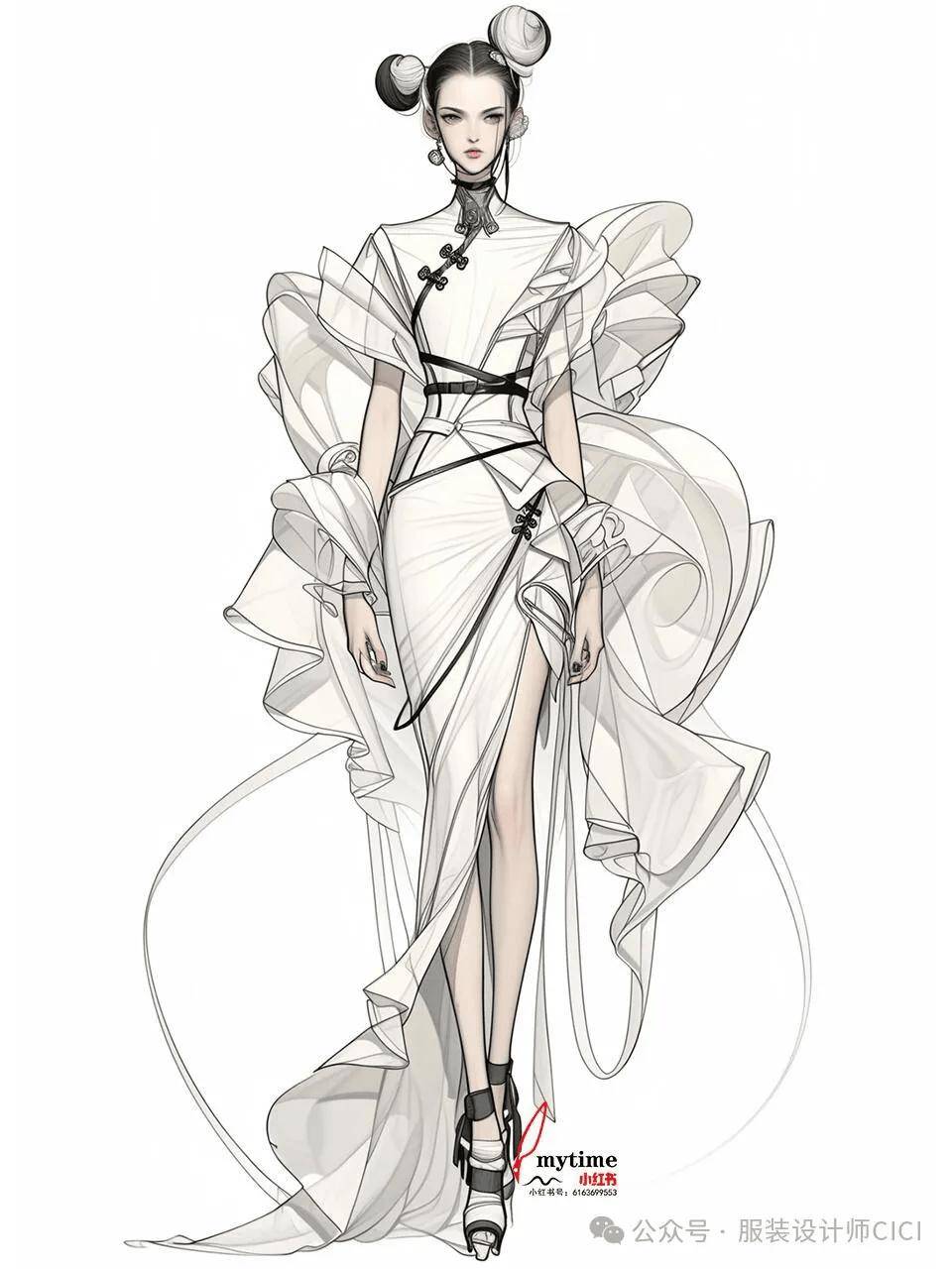 100款-国风新中式-服装效果图(线稿 上色 ai)