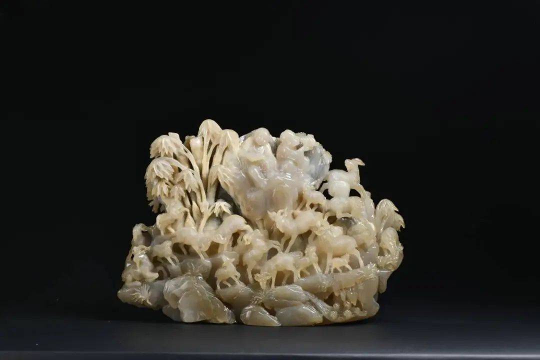 TH167◇明神◇極上珍品・中国・清時代・寿山石彫・麒麟置物一対