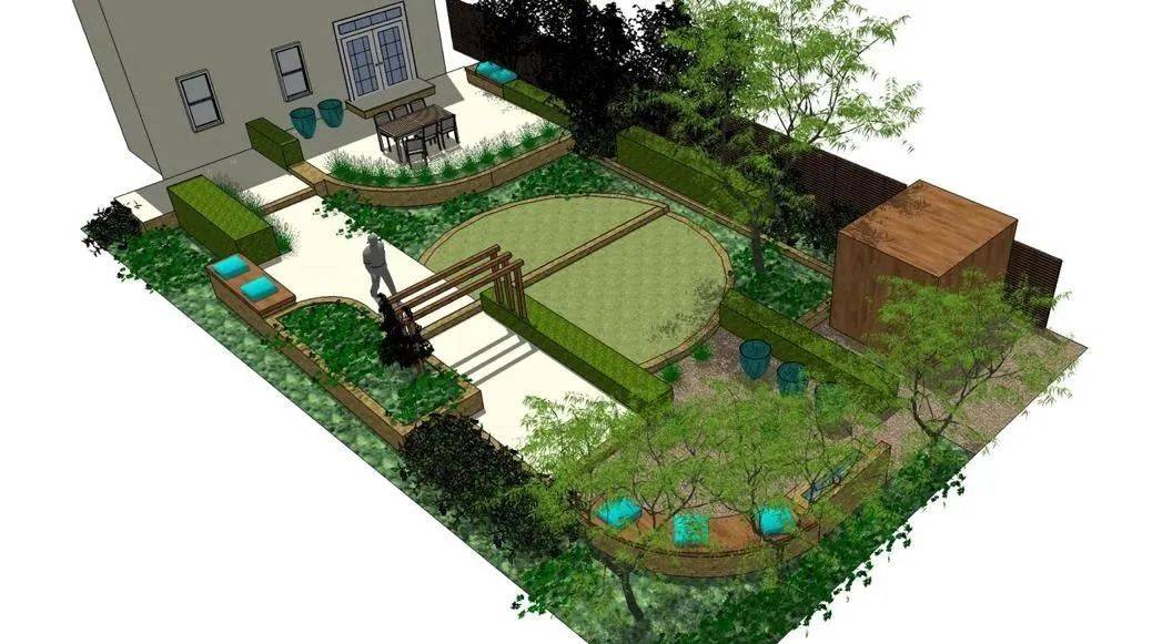 (效果图)(苗木清单)(平面图)交付成果花园庭院60平米以上按照25元/m