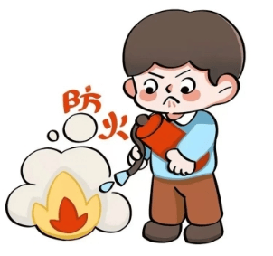 家中要准备消防安全〝四件宝〞:灭火器,防烟面具,燃气报警器,灭火毯.