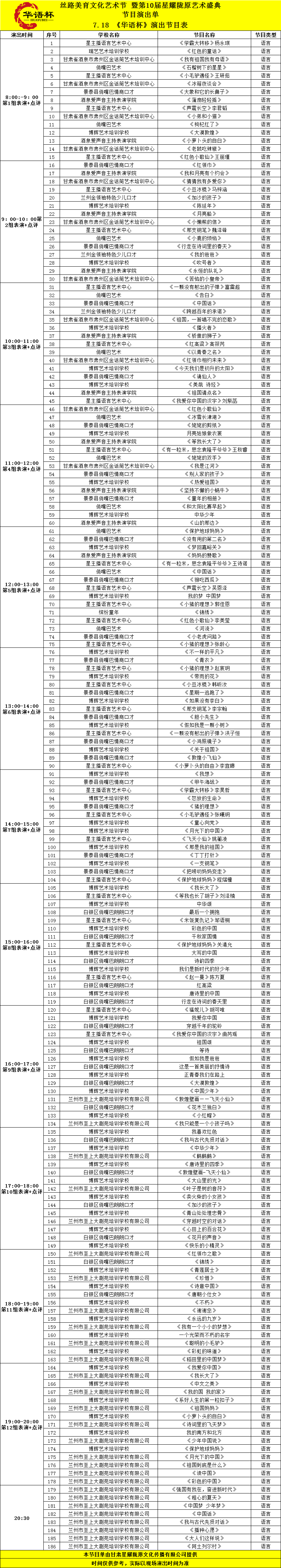 7月18日展演时间表·2024丝路美育文化艺术节
