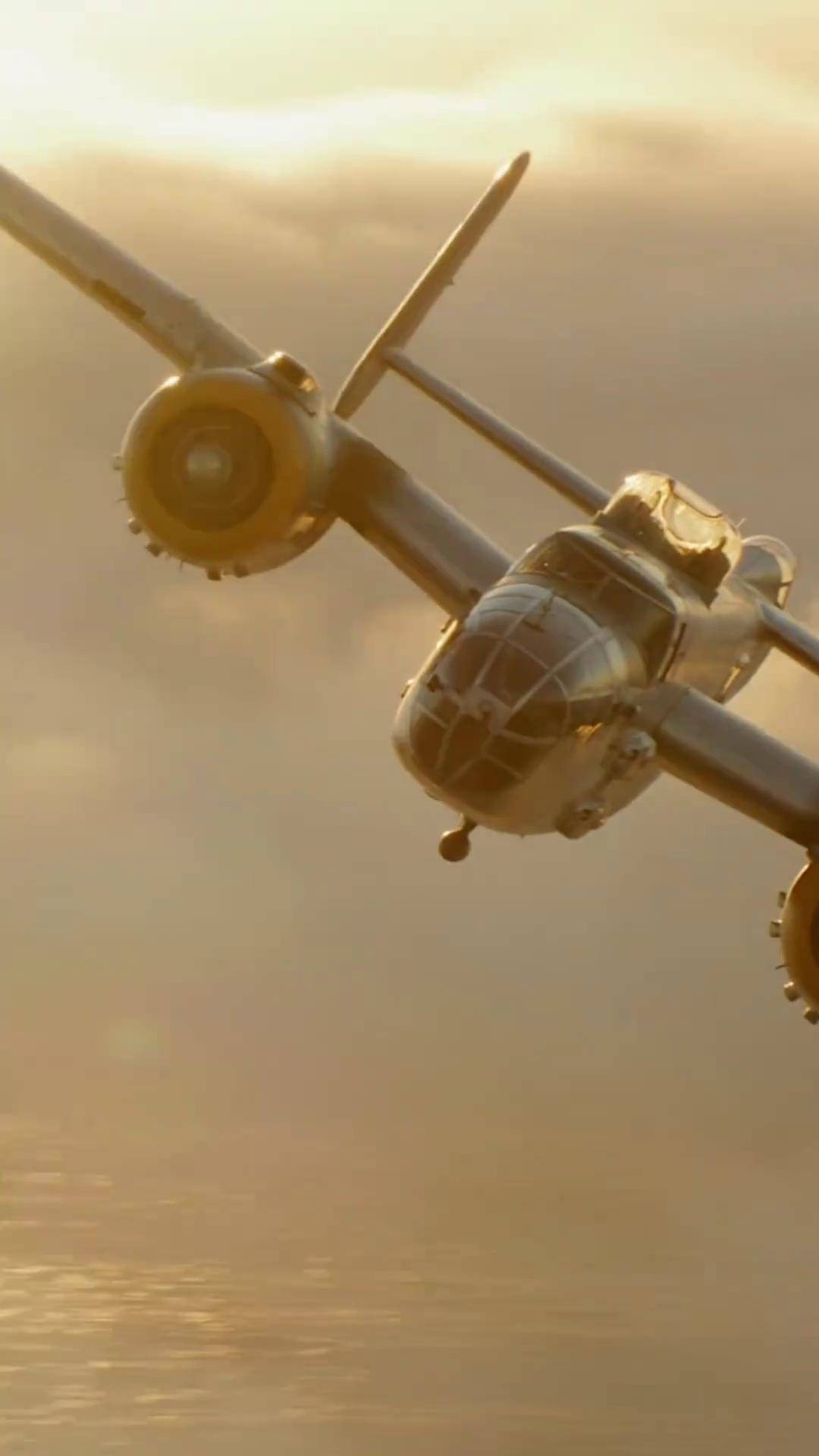 黄昏时分下的"米切尔" b25轰炸机 军迷发烧友