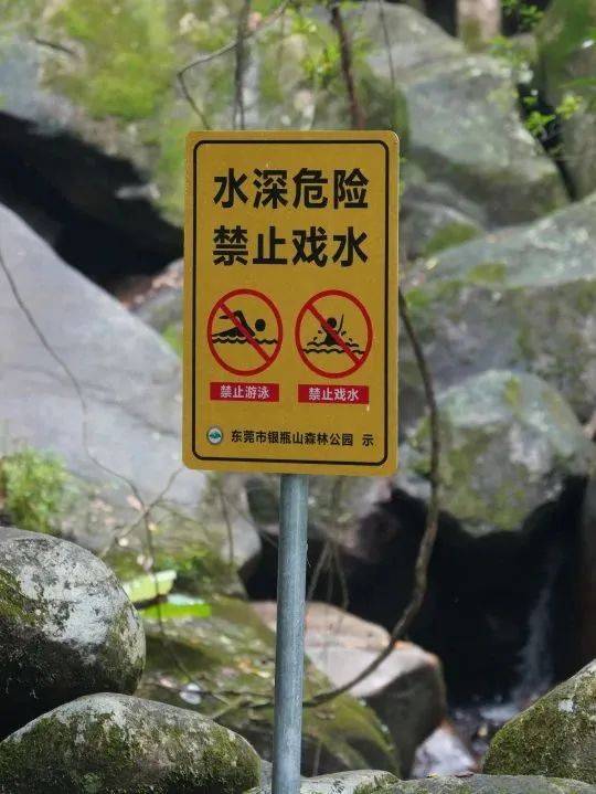 提醒游客注意安全警示标识和禁止游泳的提示牌都已设置了明显的在所有