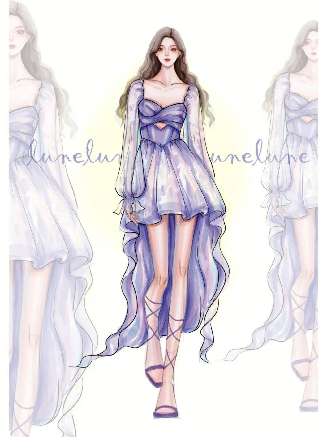 时装效果图 | 板绘时装效果图分享_褶皱_春夏_系列