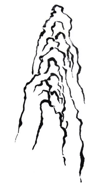 国画教程|山的表现方法,山石墨法及山坡路径,泉水瀑布的画法
