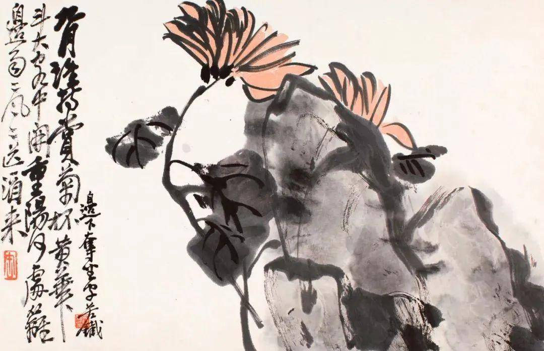 吴昌硕菊花小品,有奇趣