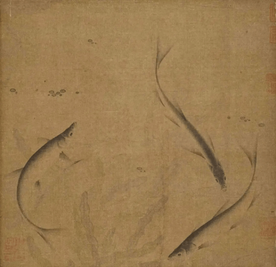 宋朝人画的游鱼,够学一辈子了~_画面_水府_鱼儿