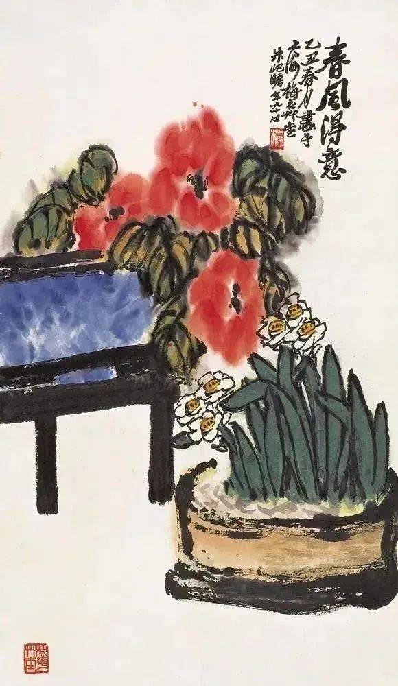 大写意牡丹：色彩鲜亮，气势磅礴！_搜狐网