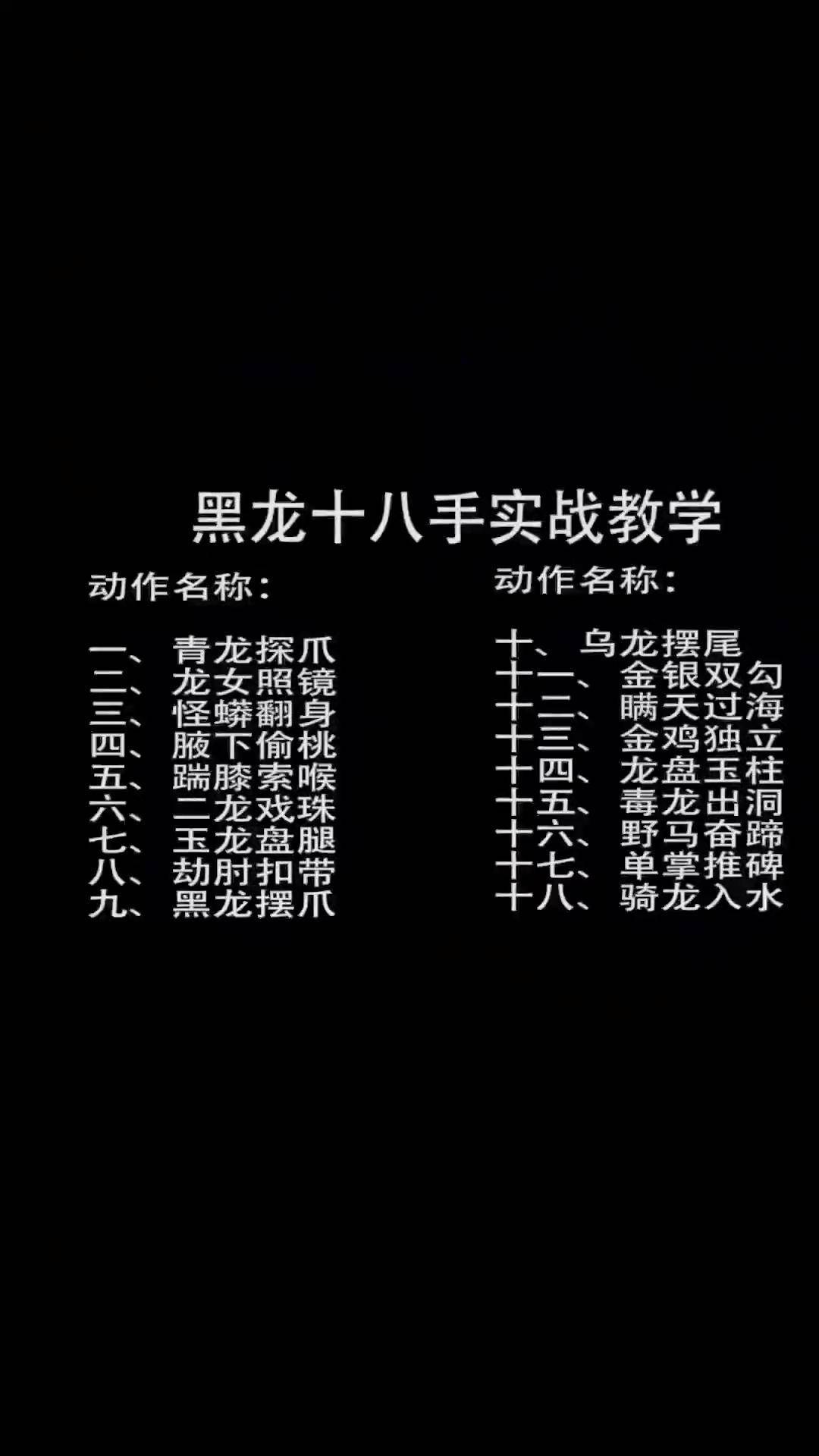 黑龙十八手 黑龙十八手拳理实战教学功夫 学浪计划