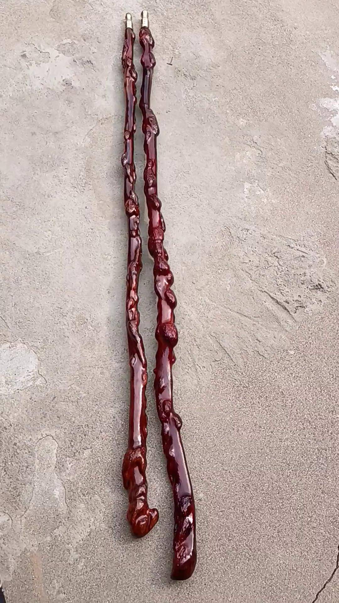 红果木包浆老料乌琪木艺 文玩棍