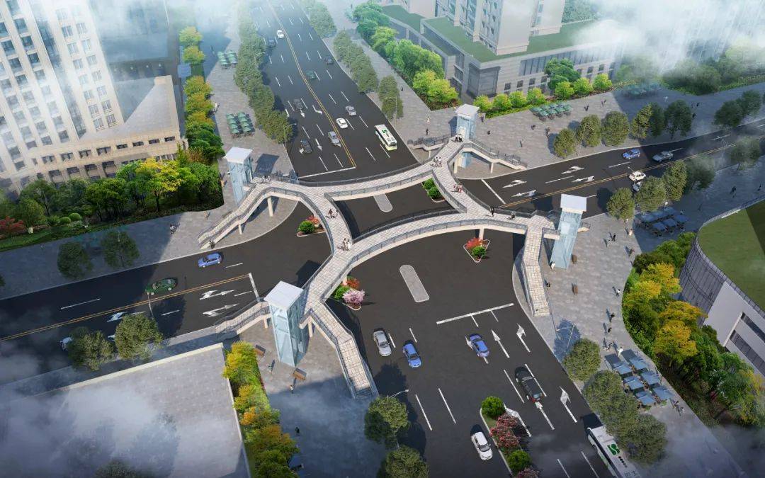 最新!江津首座"井"字形人行天桥投用