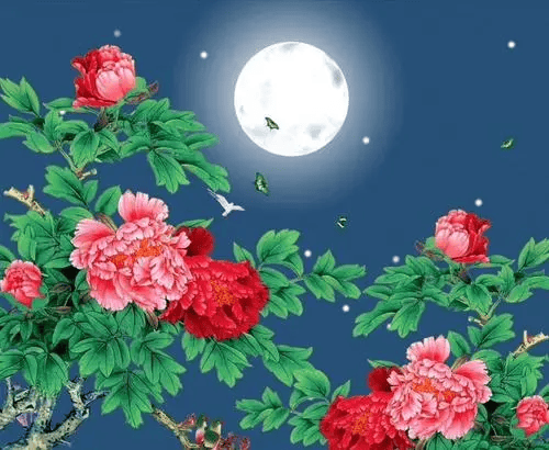 中秋将至,国画中的花好月圆送给您!_月亮_月饼_人间