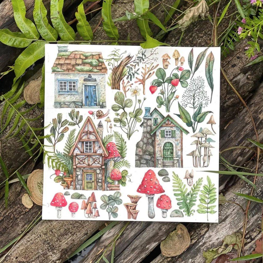 水彩儿童插画 16幅童话水彩房子欣赏