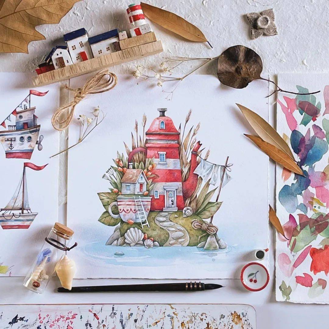 水彩儿童插画 16幅童话水彩房子欣赏_交流_作品_网络