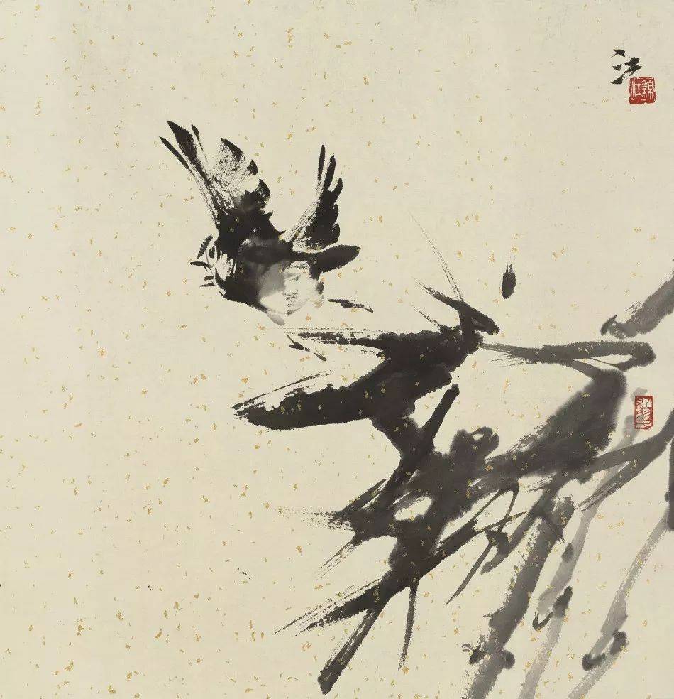 几条小鱼一只孤鸟,一棵枯树徐锦江创作的画面往往很简单完好的,残缺的