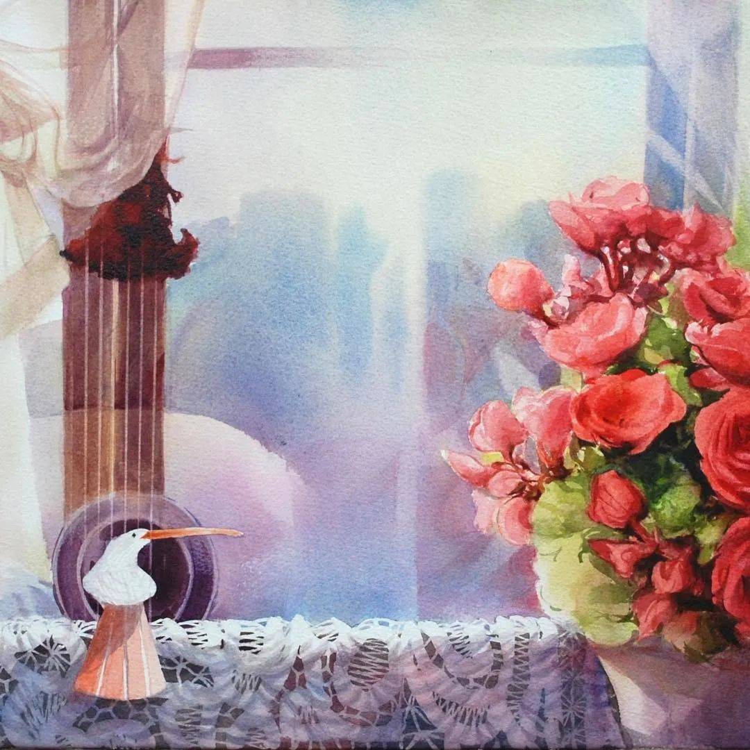 一位外国水彩画家,居然画出了中国水墨的绝美意境,这光影简直美爆!