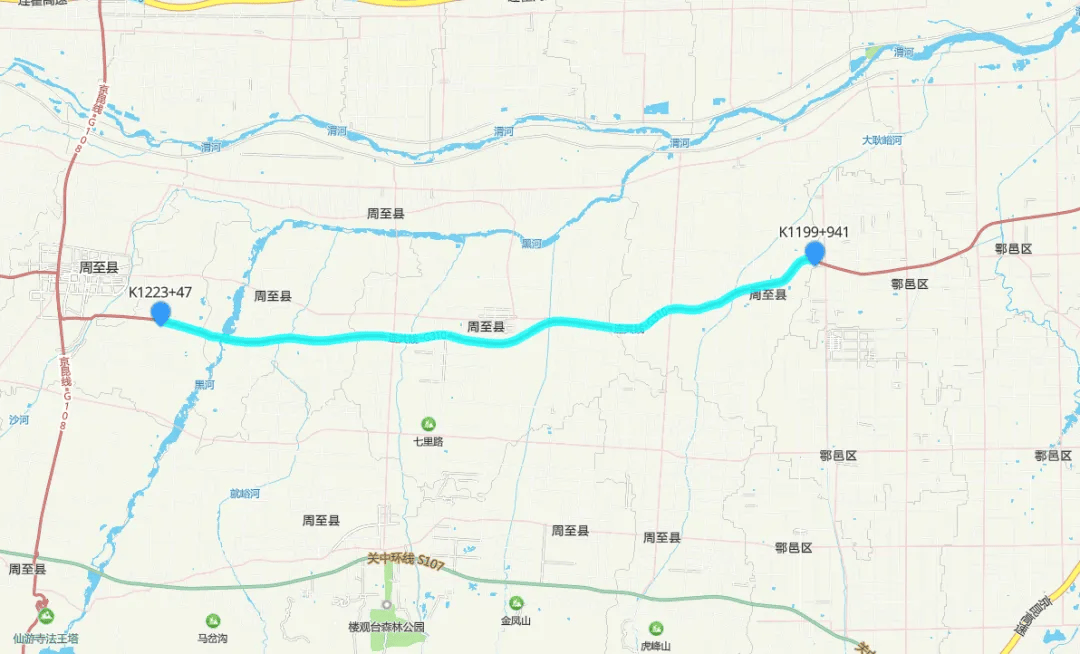 西安108国道全程线路图图片