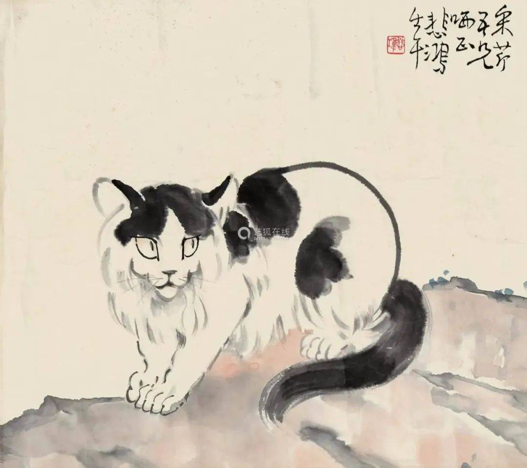 徐悲鸿画猫，简简几笔，生趣十足_侵权_网络_版权