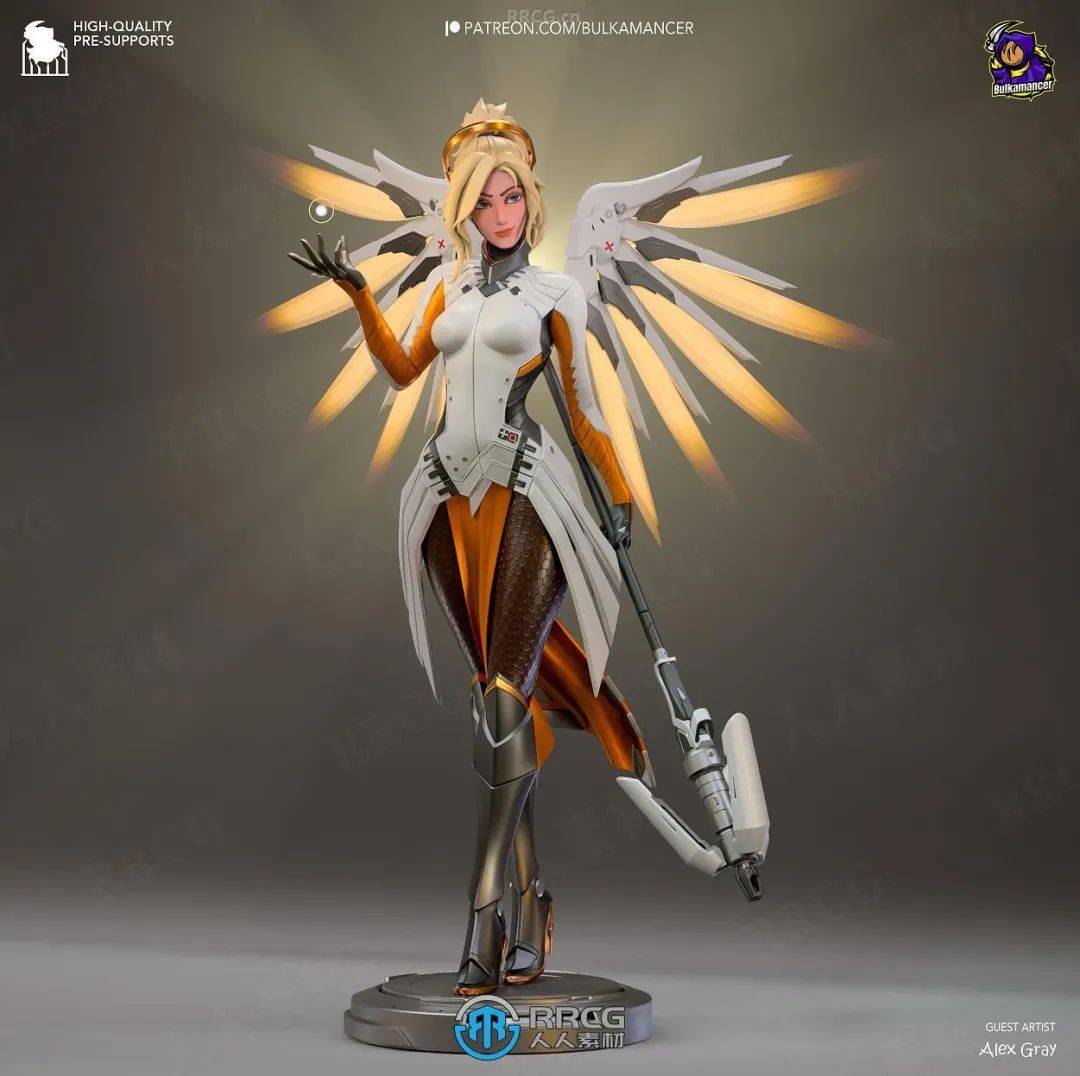 天使《守望先锋》游戏角色雕塑雕刻手办3d打印模型