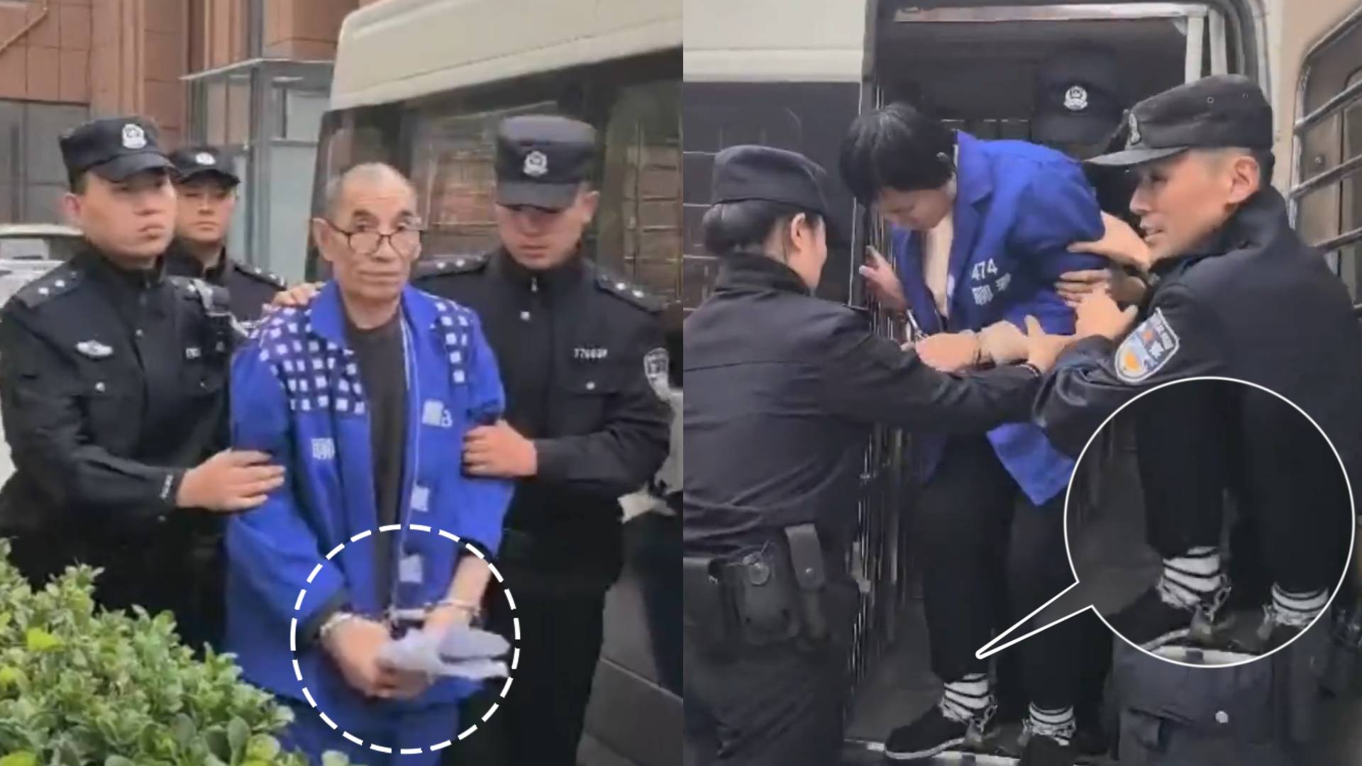 现场:郭刚堂之子被拐案将再次开庭 两名人贩子戴手铐脚镣被押解