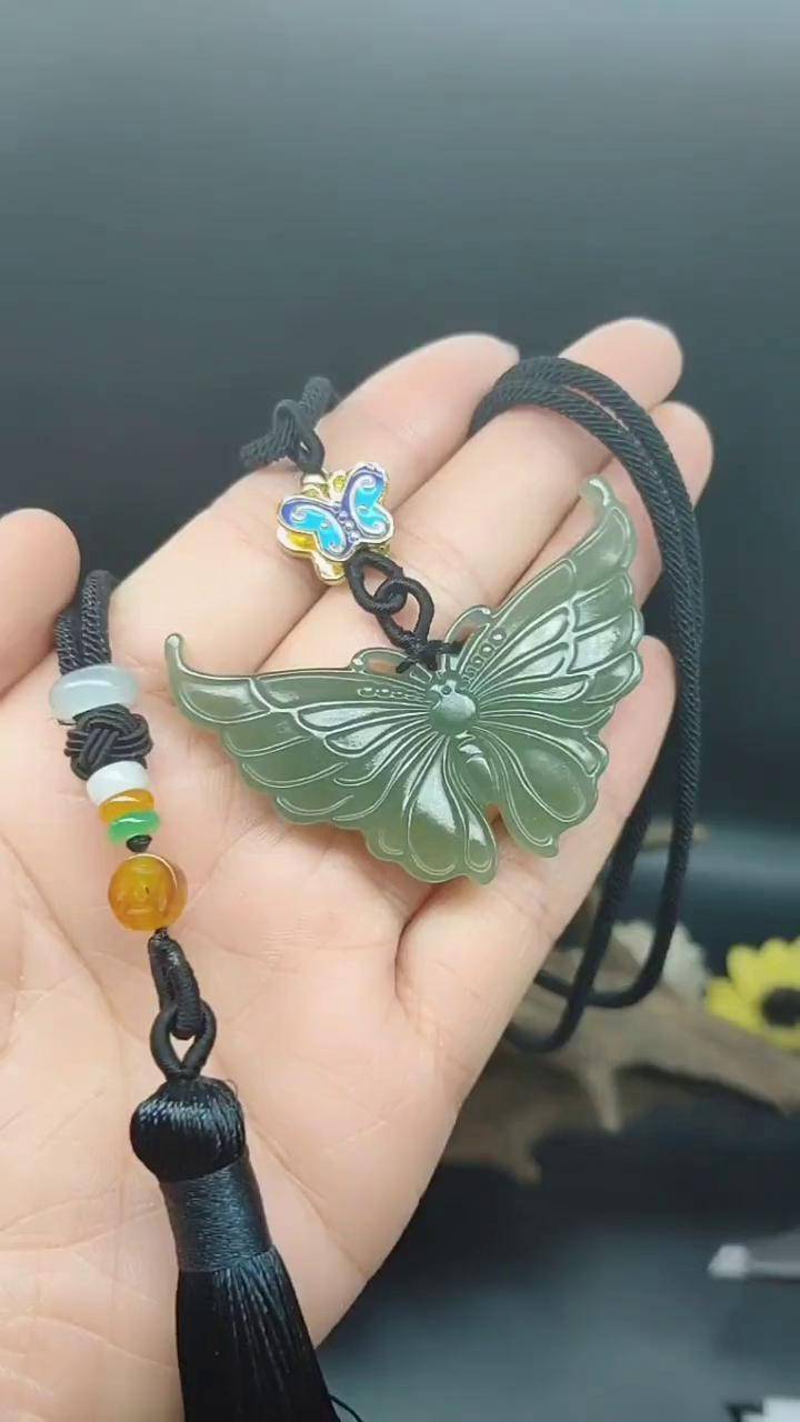 福蝶～福运天天来玉石 玉 和田玉 蝴蝶 吊坠 挂件