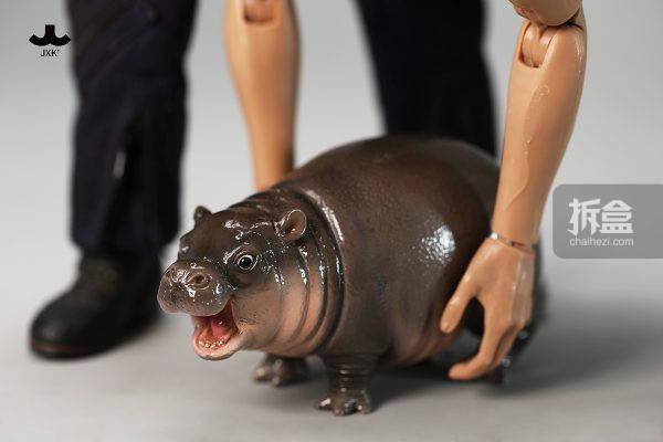 jxk studio 河马幼崽 可爱幼年静态动物模型12寸兵人手办摆件