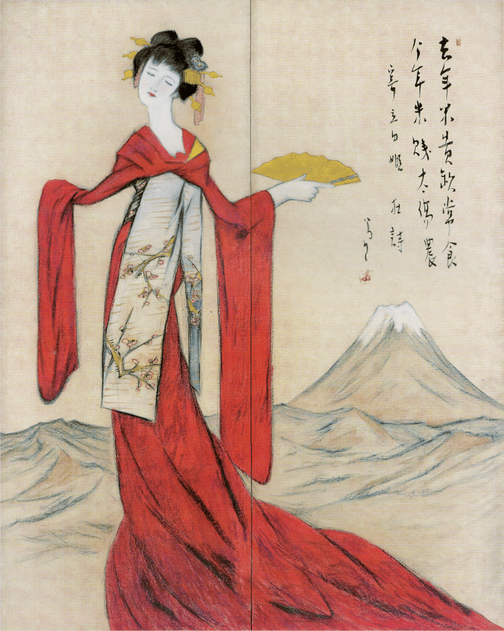 一位秋田美女和她的三位著名画家