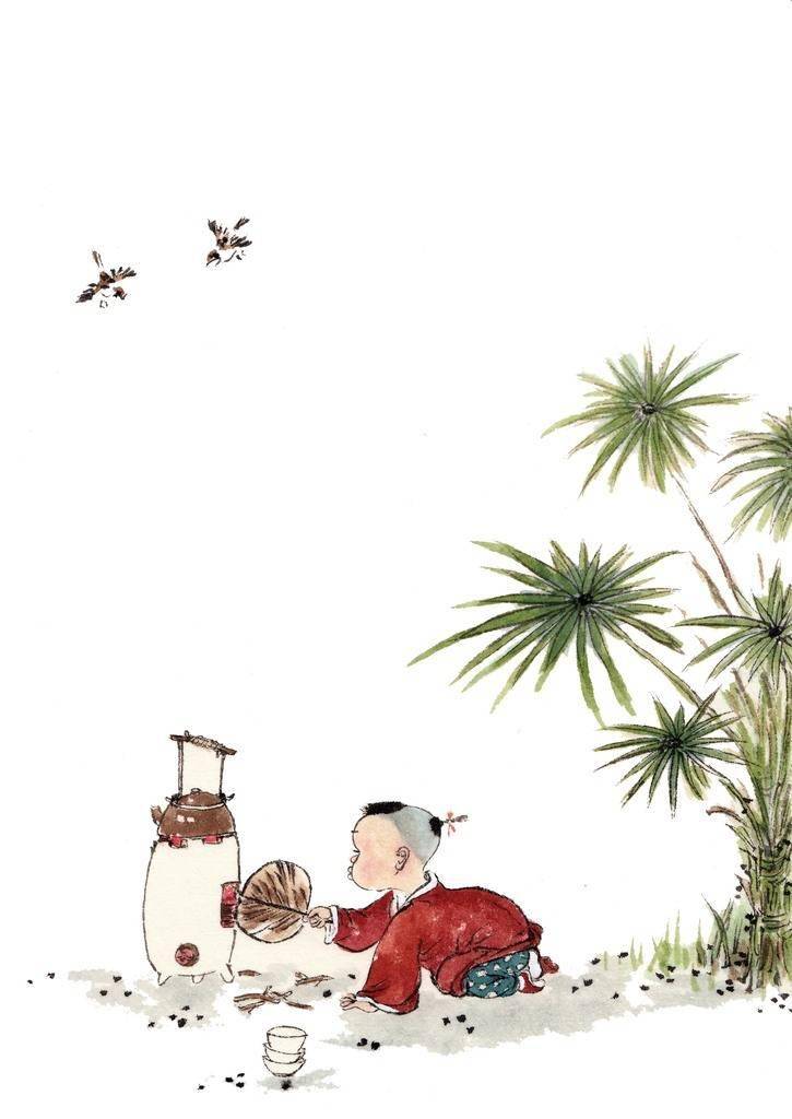 童趣水墨:手绘古典童年游戏插画