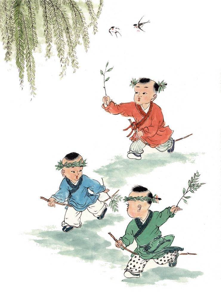 童趣水墨:手绘古典童年游戏插画