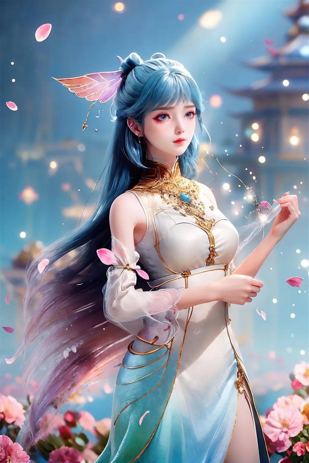 绝世唐门:王冬儿精美壁纸来了,蓝粉头发,大长腿,颜值吊打玄机破布裙