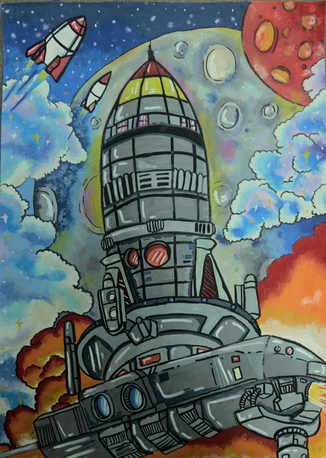 镇安县初级中学美术组在商洛市少年儿童科幻画比赛中优秀作品展