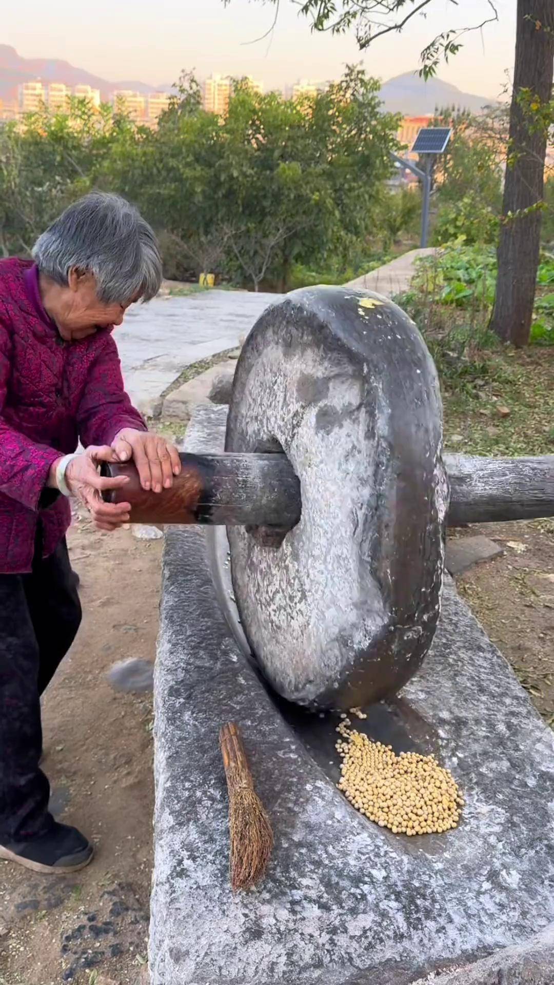 沂蒙山区老物件槽碾子,是祖辈们用来粉碎粮食的,你们现在还能见到吗?