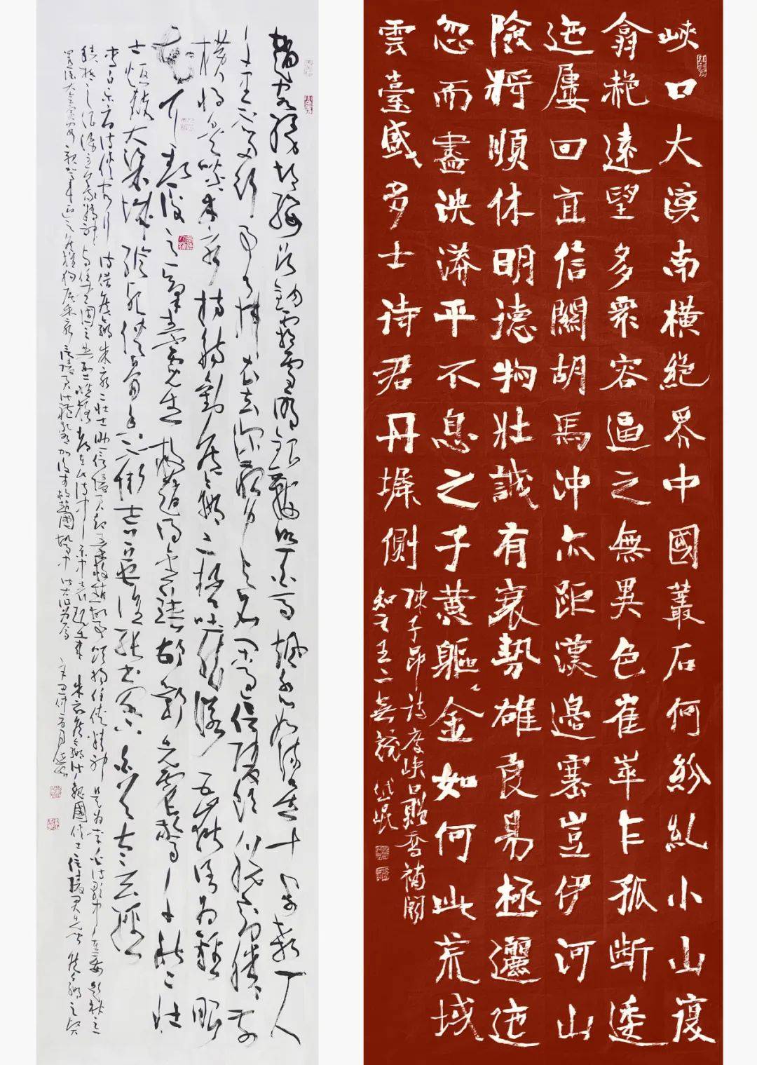 右 陈子昂诗《度峡口赠乔补阙知之王二无竞》楷书单条136cm×53cm左