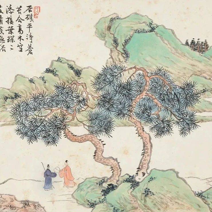 晚清著名海派画家任预的山水画,笔墨松秀,设色清丽_任熊之_石田翁_人物