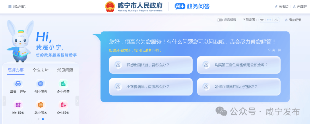 今年以来，咸宁市人民政府门户网站高度重视数字政府建设，在持续优化集