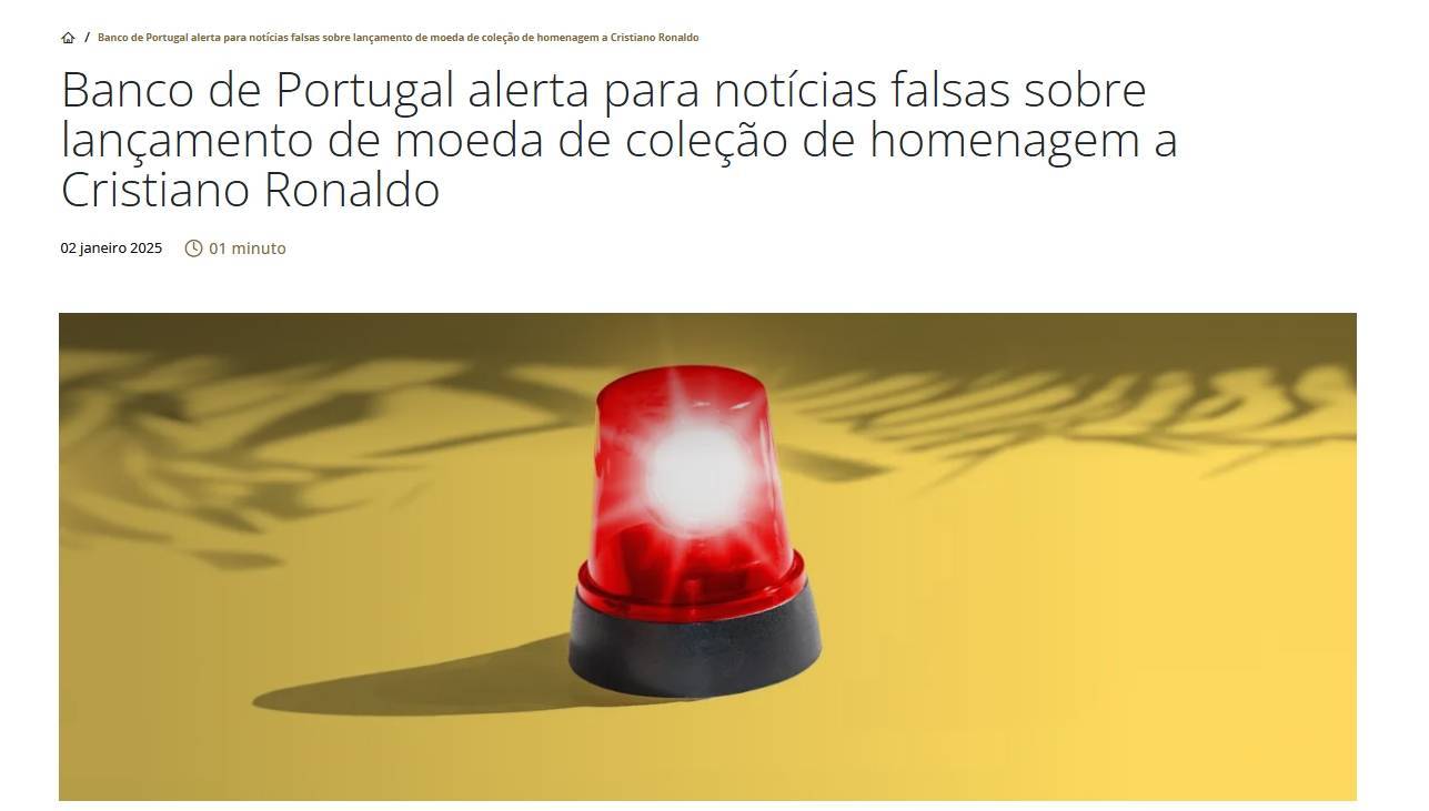 葡萄牙央行辟谣发行C罗纪念币：假新闻，没发也不打算发行纪念币_搜狐网