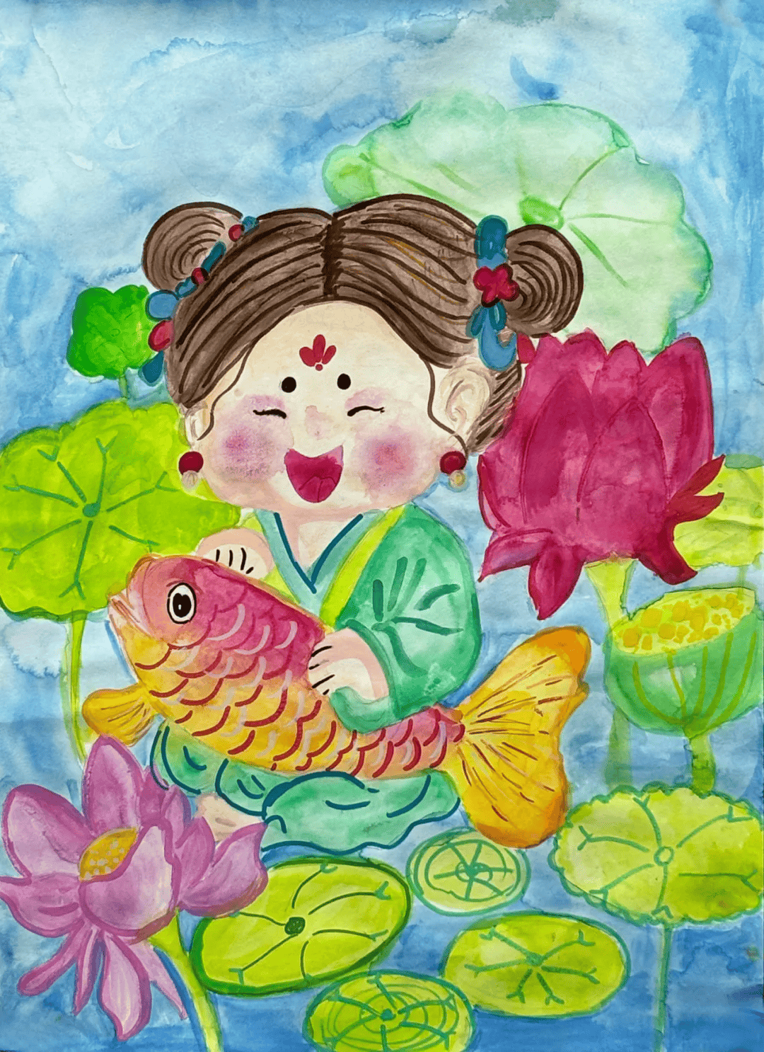 我们的节日·春节丨乙巳"莲年有余"河东区学生主题年画作品展