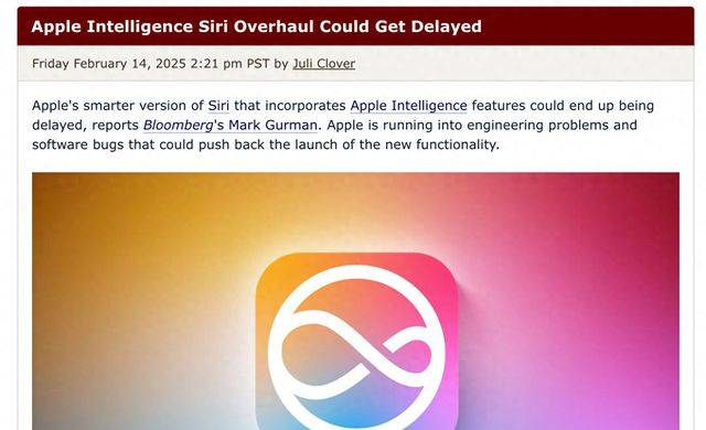 古尔曼：苹果智能开发受阻 相关功能发布将延迟