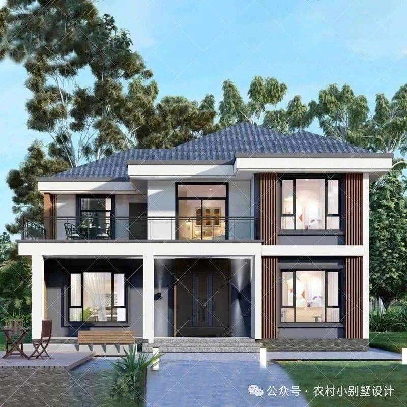 20万也能建现代风别墅?精选50款二层现代鞥农村自建房别墅,普通家庭轻松圆梦_风格_图纸_信号