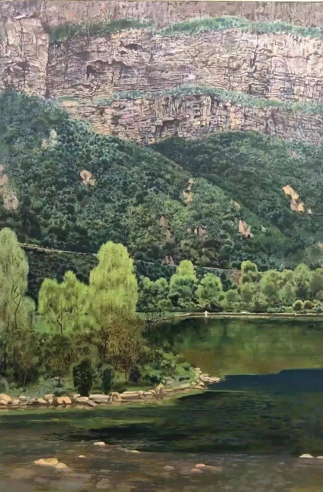 水彩作品布面油画100x80cm 2020年《东流古镇》布面