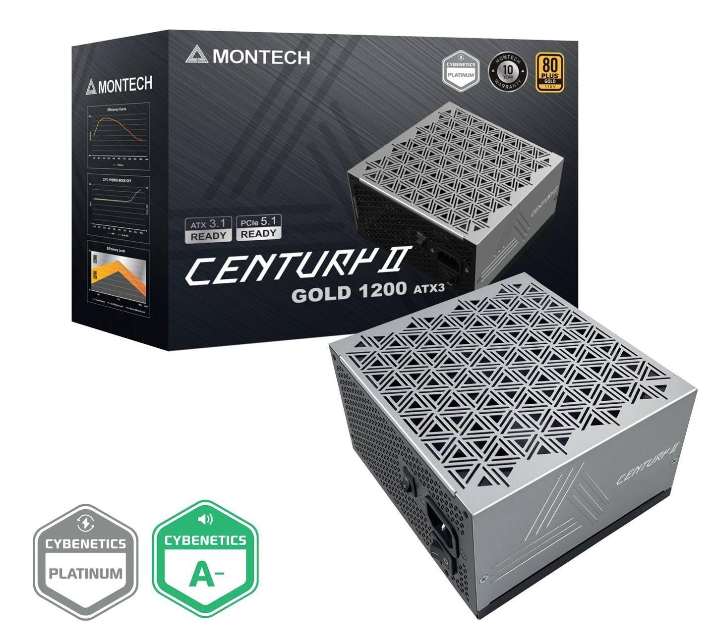 MONTECH 推出 CENTURY II 电源：银灰机身，Cybenetics 白金认证