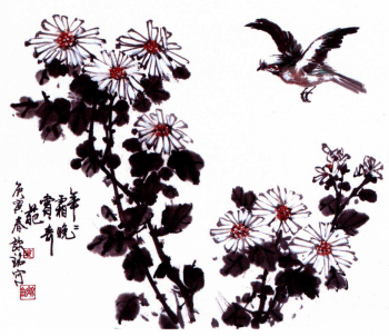 中国画技法：写意白头翁画法（白头翁怎么画简单手绘）