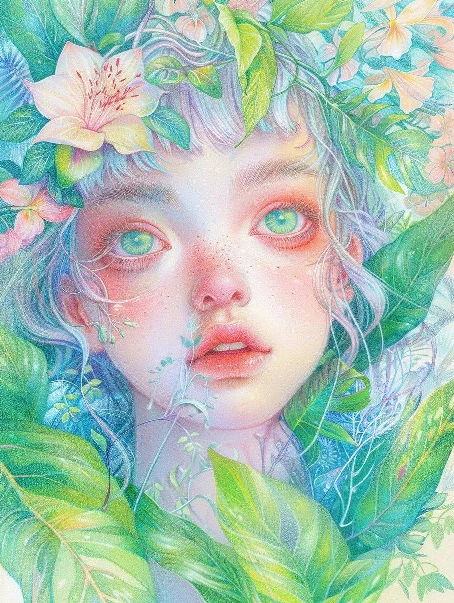 彩铅系列,森系女孩,美到爆!