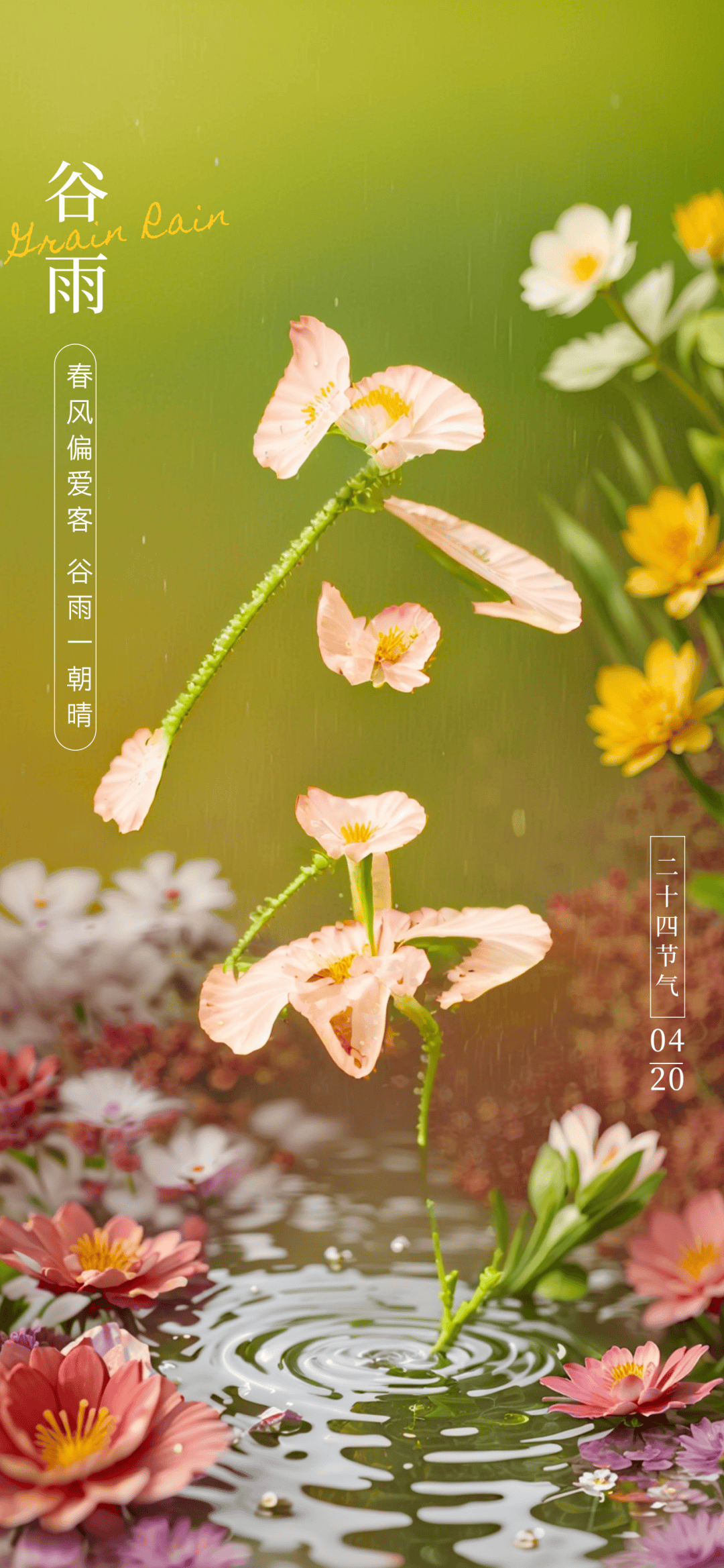 4月20日谷雨图片文案大全,适合谷雨的祝福问候语句子配图,祝你富贵