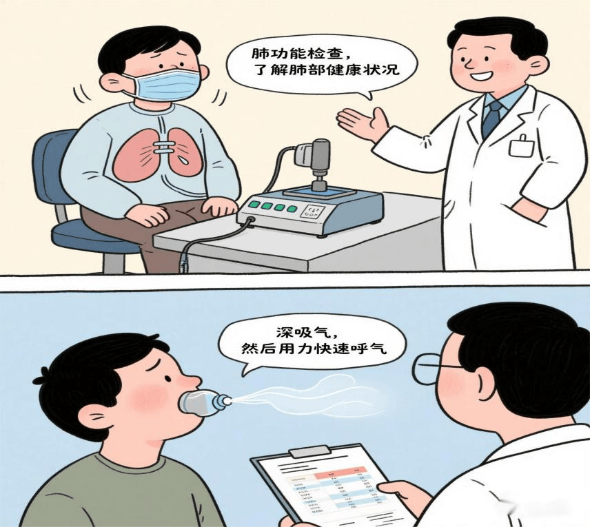 它主要包括通气功能检查,像肺活量测定,就是检测最大吸气后能呼出的最