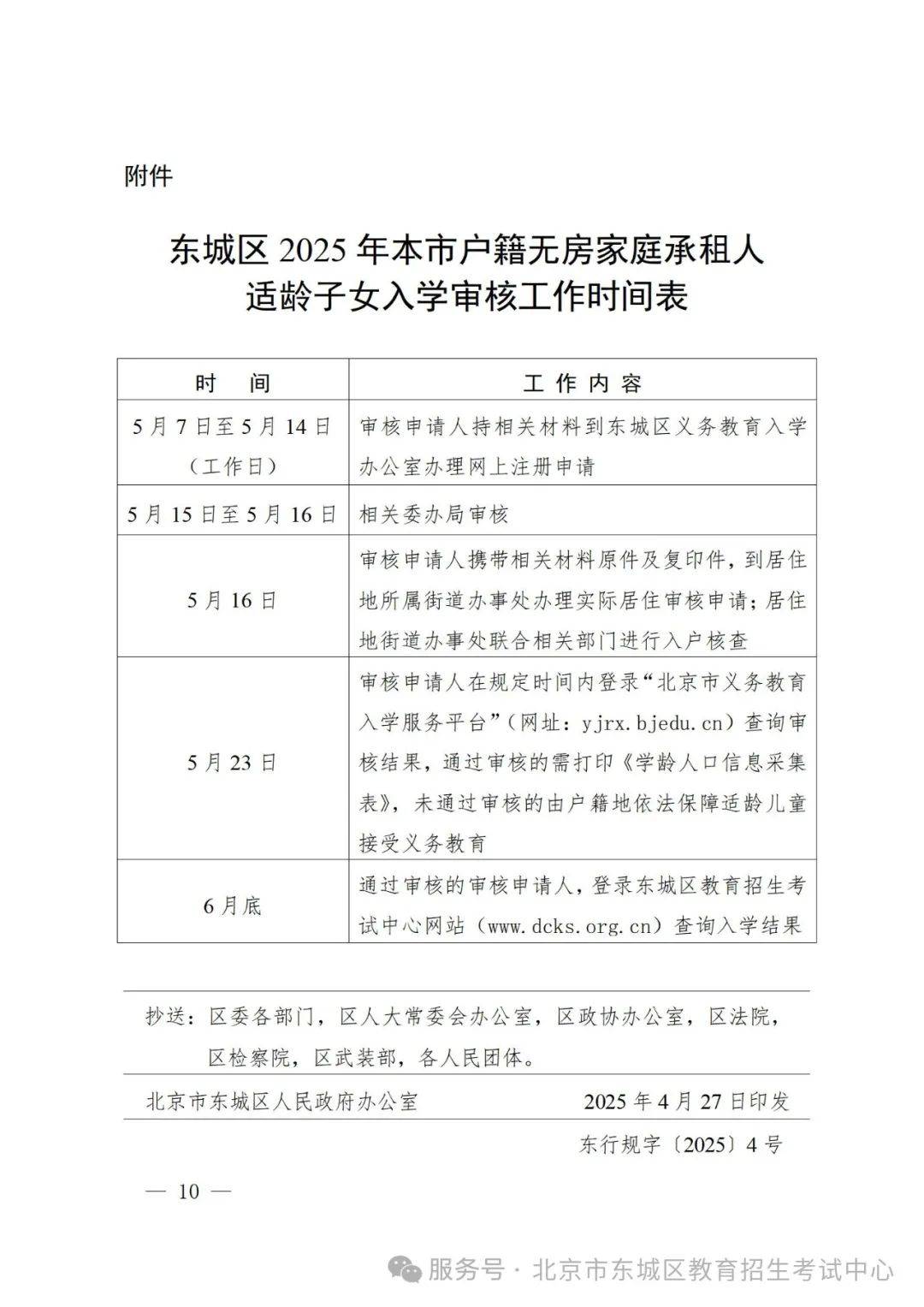东城区2025年义务教育阶段入学工作实施细则