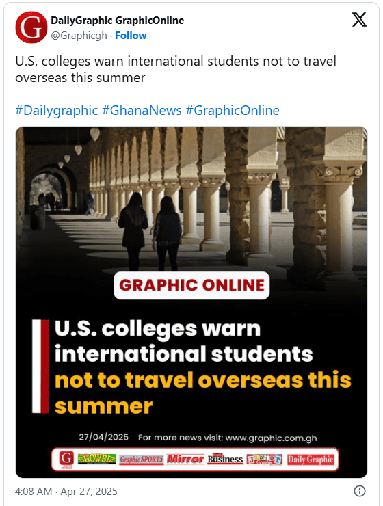 美国许多大学都警告国际学生