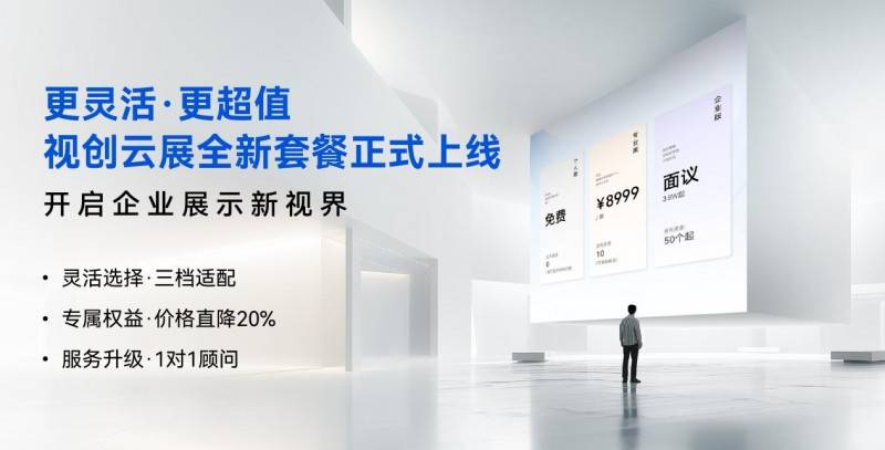 更灵活、更超值的3D营销内容在线展示，积木易搭视创云展平台「功能套餐」新升级！
